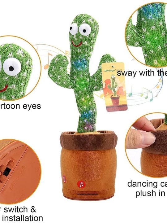 Dancing Cactus Talking Toy, Cactus Plush Toy, Wriggle & Singing Recording Repeat (Storio Toys)